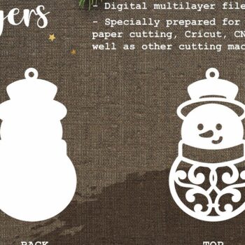 Intra απο ξύλο plywood 3mm-4mm πάχος - Χριστουγεννιάτικο Δέντρο Παιχνίδια Χιονάνθρωπος /  Δίασταση 6x6 cm INTRAFABR-110013402 - Image 2