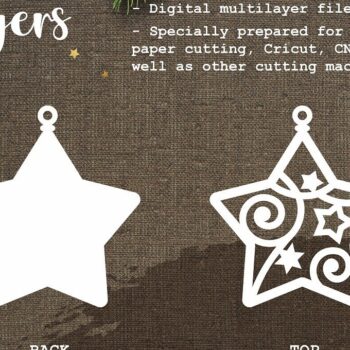 Intra απο ξύλο plywood 3mm-4mm πάχος - Χριστουγεννιάτικο Δέντρο Παιχνίδια Αστέρια /  Δίασταση 6x6 cm INTRAFABR-108593699 - Image 2