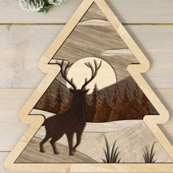 Intra απο ξύλο plywood 3mm-4mm πάχος - Πρότυπο χειμερινής κοπής λέιζερ Χριστουγεννιάτικου δέντρου Δίασταση 5x8 cm INTRAFABR-78789641 - Image 1