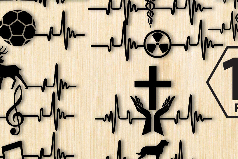 Intra απο ξύλο plywood 3mm-4mm πάχος - Χριστουγεννιάτικο δέντρο με Dear Heartbeat Line Δίασταση 15x18 cm INTRAFABR-90732338