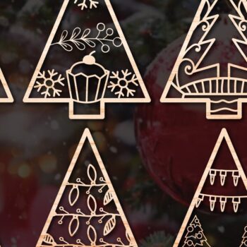 Intra απο ξύλο plywood 3mm-4mm πάχος - Πακέτο χριστουγεννιάτικων δέντρων για οποιαδήποτε χειροτεχνία Δίασταση 25x25 cm INTRAFABR-46418198 - Image 1