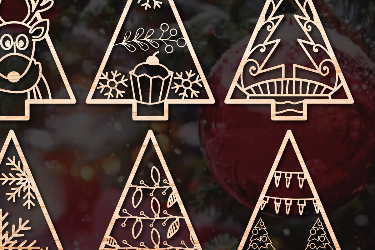 Intra απο ξύλο plywood 3mm-4mm πάχος - Πακέτο χριστουγεννιάτικων δέντρων για οποιαδήποτε χειροτεχνία Δίασταση 25x25 cm INTRAFABR-46418198