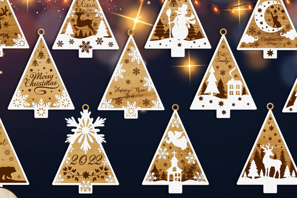 Intra απο ξύλο plywood 3mm-4mm πάχος - Πακέτο χριστουγεννιάτικων δέντρων για οποιαδήποτε χειροτεχνία Δίασταση 7x4 cm INTRAFABR-19154400