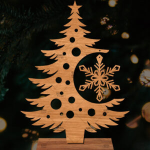 Intra απο ξύλο plywood 3mm-4mm πάχος - Στάση κοπής με λέιζερ Χριστουγεννιάτικα δέντρα  Δίασταση 20x20 cm INTRAFABR-107554299