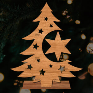 Intra απο ξύλο plywood 3mm-4mm πάχος - Στάση κοπής με λέιζερ Χριστουγεννιάτικα δέντρα  Δίασταση 20x20 cm INTRAFABR-107554338