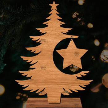 Intra απο ξύλο plywood 3mm-4mm πάχος - Στάση κοπής με λέιζερ Χριστουγεννιάτικα δέντρα  Δίασταση 20x20 cm INTRAFABR-107554377 - Image 1