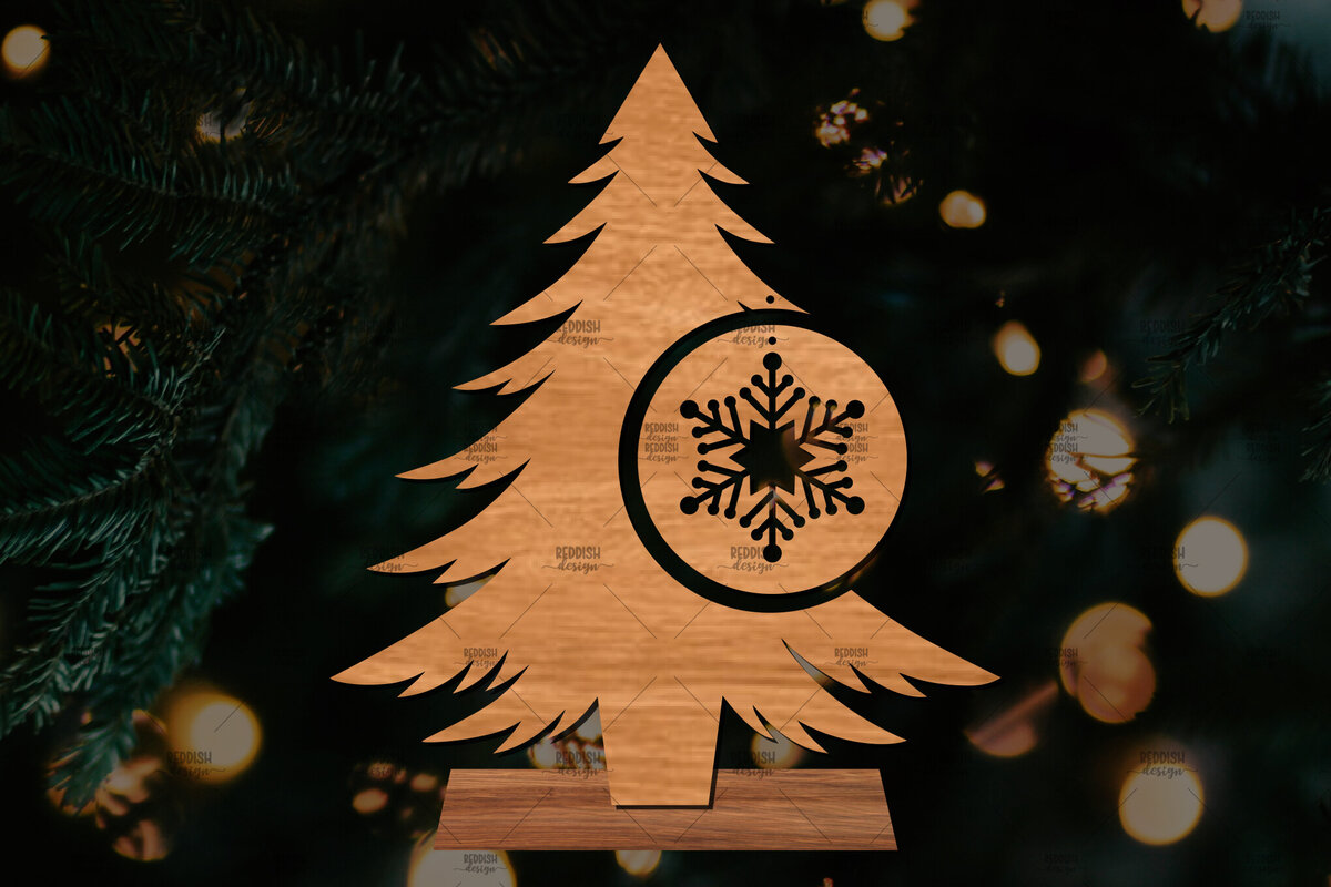 Intra απο ξύλο plywood 3mm-4mm πάχος - Στάση κοπής με λέιζερ Χριστουγεννιάτικα δέντρα  Δίασταση 20x20 cm INTRAFABR-107554396