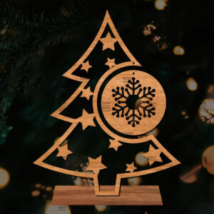 Intra απο ξύλο plywood 3mm-4mm πάχος - Στάση κοπής με λέιζερ Χριστουγεννιάτικα δέντρα  Δίασταση 20x20 cm INTRAFABR-107554435