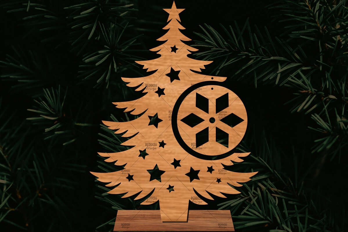 Intra απο ξύλο plywood 3mm-4mm πάχος - Στάση κοπής με λέιζερ Χριστουγεννιάτικα δέντρα  Δίασταση 20x20 cm INTRAFABR-107554450