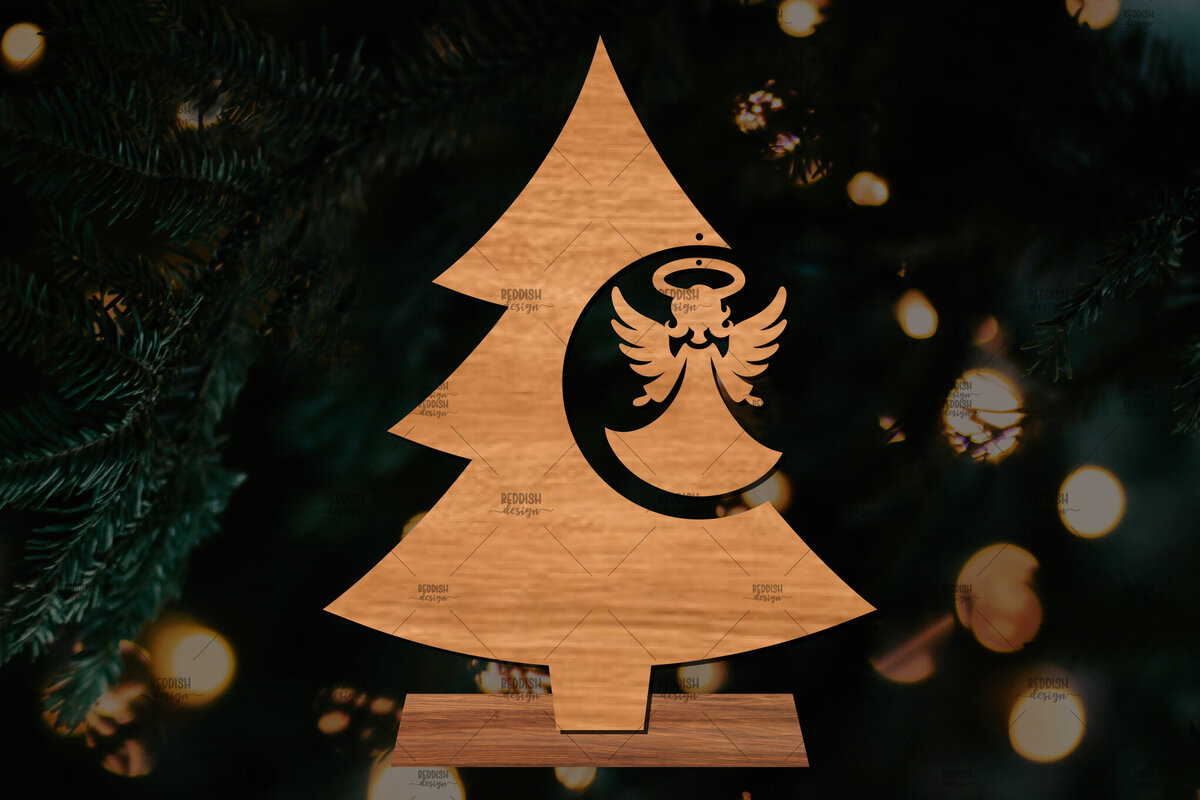 Intra απο ξύλο plywood 3mm-4mm πάχος - Στάση κοπής με λέιζερ Χριστουγεννιάτικα δέντρα  Δίασταση 20x20 cm INTRAFABR-107554457