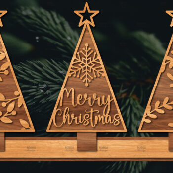 Intra απο ξύλο plywood 3mm-4mm πάχος - Στάση κοπής με λέιζερ Χριστουγεννιάτικα δέντρα  Δίασταση 20x20 cm INTRAFABR-107620883 - Image 1