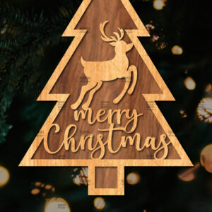 Intra απο ξύλο plywood 3mm-4mm πάχος - Στάση κοπής με λέιζερ Χριστουγεννιάτικα δέντρα  Δίασταση 20x20 cm INTRAFABR-108225574