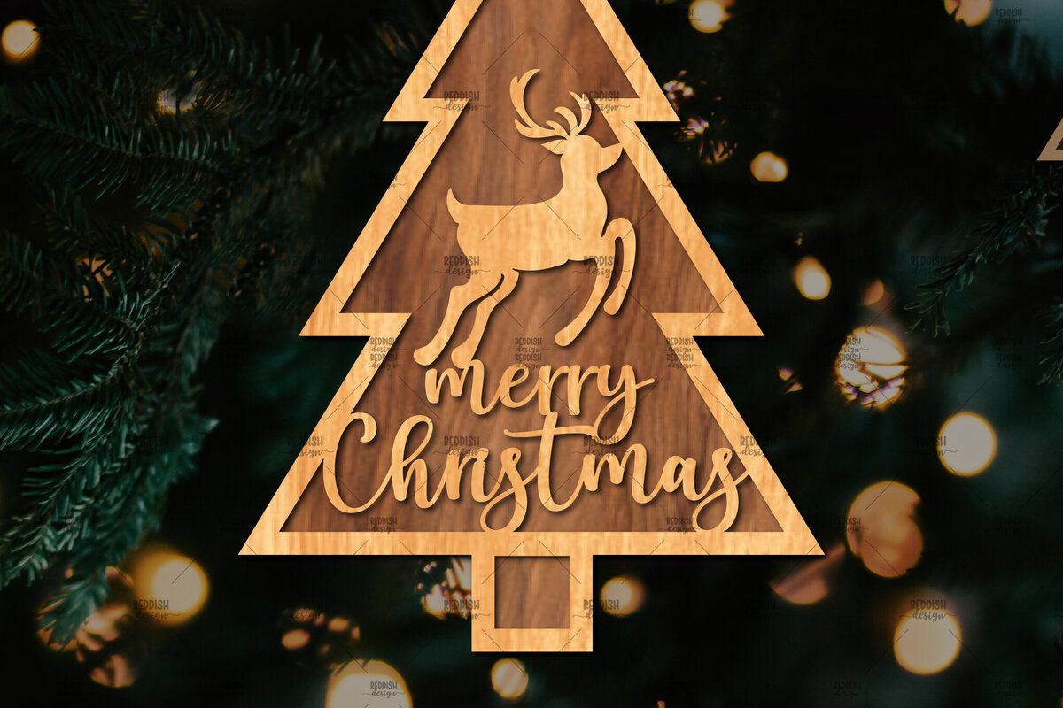 Intra απο ξύλο plywood 3mm-4mm πάχος - Στάση κοπής με λέιζερ Χριστουγεννιάτικα δέντρα  Δίασταση 20x20 cm INTRAFABR-108225574