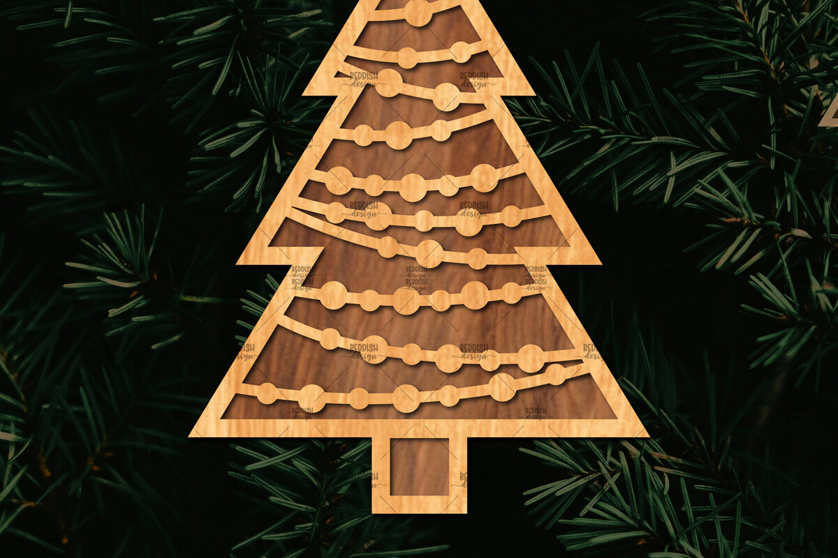 Intra απο ξύλο plywood 3mm-4mm πάχος - Στάση κοπής με λέιζερ Χριστουγεννιάτικα δέντρα  Δίασταση 20x20 cm INTRAFABR-108225586