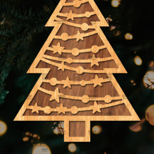 Intra απο ξύλο plywood 3mm-4mm πάχος - Στάση κοπής με λέιζερ Χριστουγεννιάτικα δέντρα  Δίασταση 20x20 cm INTRAFABR-108225606