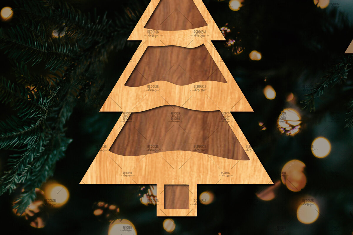 Intra απο ξύλο plywood 3mm-4mm πάχος - Στάση κοπής με λέιζερ Χριστουγεννιάτικα δέντρα  Δίασταση 20x20 cm INTRAFABR-108225634