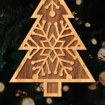 Intra απο ξύλο plywood 3mm-4mm πάχος - Στάση κοπής με λέιζερ Χριστουγεννιάτικα δέντρα  Δίασταση 20x20 cm INTRAFABR-108225685 - Image 1