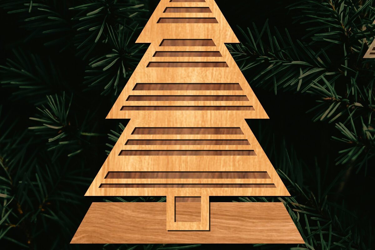 Intra απο ξύλο plywood 3mm-4mm πάχος - Στάση κοπής με λέιζερ Χριστουγεννιάτικα δέντρα  Δίασταση 20x20 cm INTRAFABR-108225734