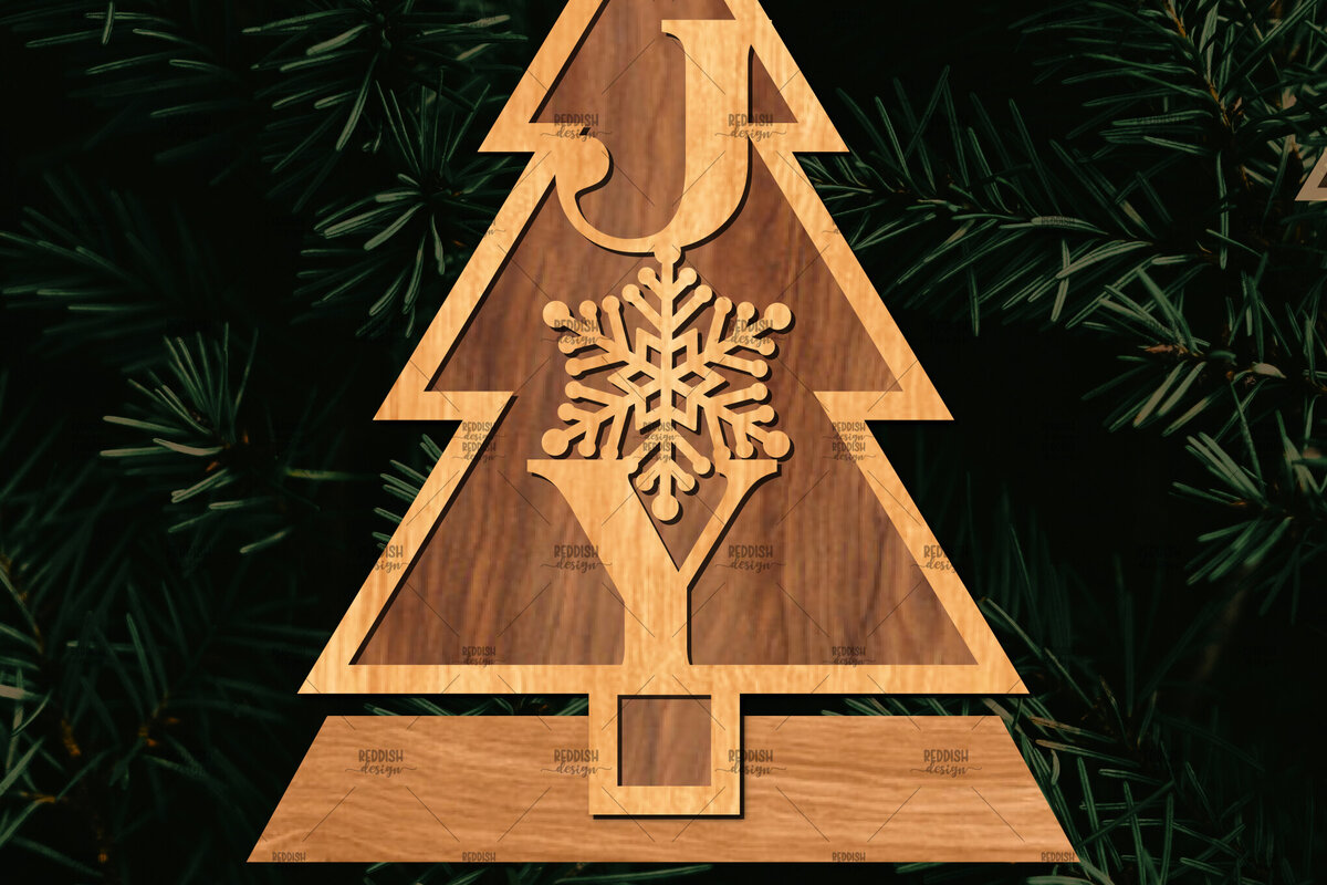 Intra απο ξύλο plywood 3mm-4mm πάχος - Στάση κοπής με λέιζερ Χριστουγεννιάτικα δέντρα  Δίασταση 20x20 cm INTRAFABR-108225768