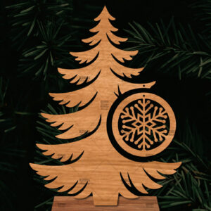 Intra απο ξύλο plywood 3mm-4mm πάχος - Στάση κοπής με λέιζερ Χριστουγεννιάτικα δέντρα  Δίασταση 20x20 cm INTRAFABR-107554123