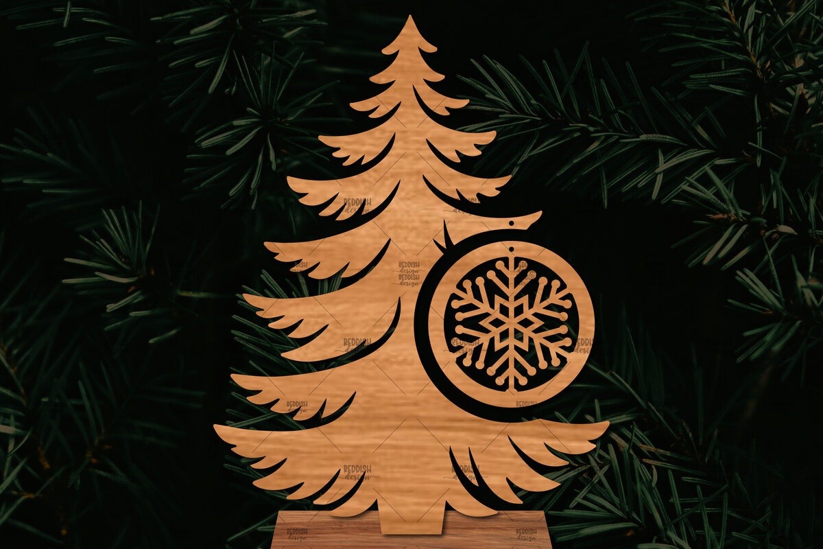 Intra απο ξύλο plywood 3mm-4mm πάχος - Στάση κοπής με λέιζερ Χριστουγεννιάτικα δέντρα  Δίασταση 20x20 cm INTRAFABR-107554123