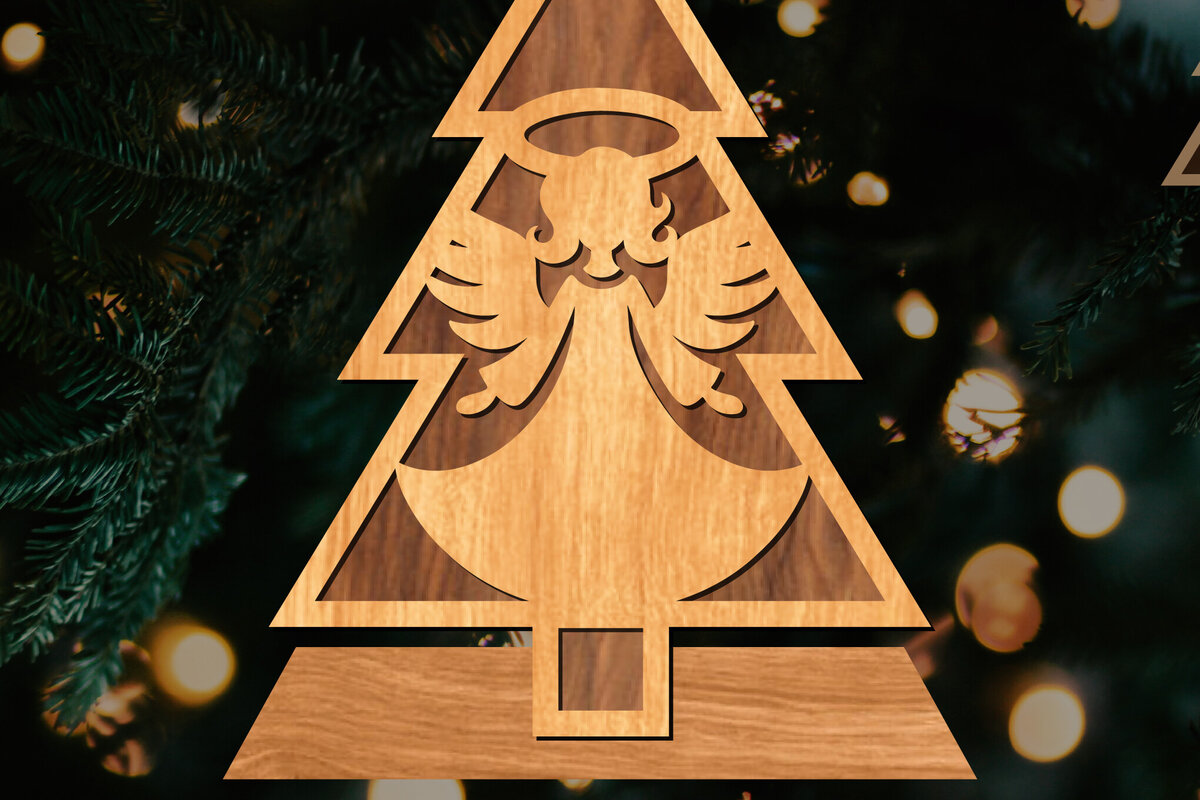 Intra απο ξύλο plywood 3mm-4mm πάχος - Στάση κοπής με λέιζερ Χριστουγεννιάτικα δέντρα  Δίασταση 20x20 cm INTRAFABR-108225806