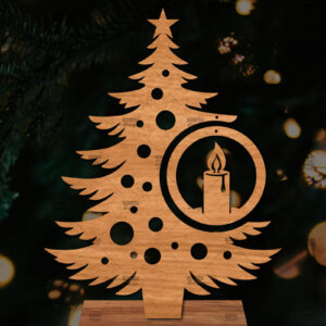 Intra απο ξύλο plywood 3mm-4mm πάχος - Στάση κοπής με λέιζερ Χριστουγεννιάτικα δέντρα  Δίασταση 20x20 cm INTRAFABR-107553895