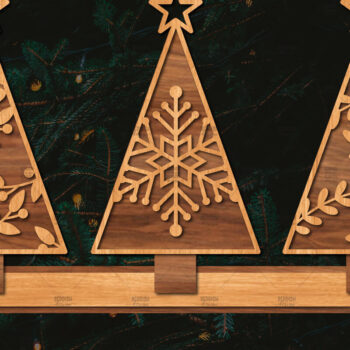 Intra απο ξύλο plywood 3mm-4mm πάχος - Χριστουγεννιάτικα δέντρα με λέιζερ Δίασταση 20x20 cm INTRAFABR-105815788 - Image 1