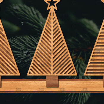 Intra απο ξύλο plywood 3mm-4mm πάχος - Χριστουγεννιάτικα δέντρα με λέιζερ Δίασταση 20x20 cm INTRAFABR-105815843 - Image 1