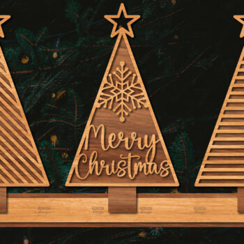 Intra απο ξύλο plywood 3mm-4mm πάχος - Χριστουγεννιάτικα δέντρα με λέιζερ Δίασταση 20x20 cm INTRAFABR-105815710 - Image 1