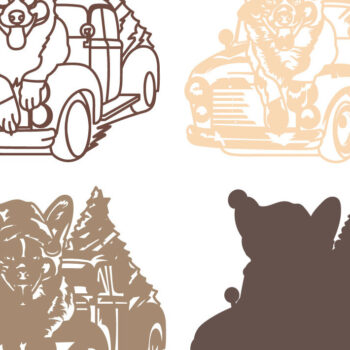 Intra απο ξύλο plywood 3mm-4mm πάχος - Christmas Truck Multilayer /Corgi Dog Δίασταση 15x15 cm INTRAFABR-76545753 - Image 2