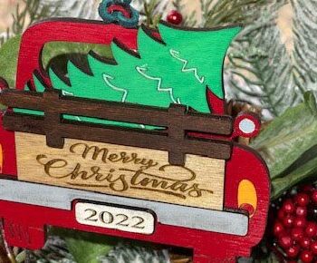 Intra απο ξύλο plywood 3mm-4mm πάχος - Χριστουγεννιάτικο Στολίδι Φορτηγού  Δίασταση 6x6 cm INTRAFABR-43066871 - Image 1