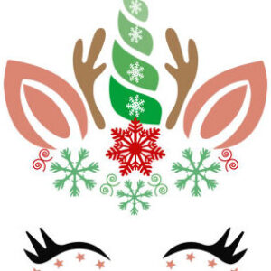 Intra απο ξύλο plywood 3mm-4mm πάχος - Χριστουγεννιάτικο πρόσωπο μονόκερου, διανυσματικά σχέδια Δίασταση 15x15 cm INTRAFABR-81627328