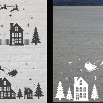 Intra απο ξύλο plywood 3mm-4mm πάχος - Χαλκομανία παραθύρου Χριστουγεννιάτικου χωριού  Δίασταση 30x20 cm INTRAFABR-76787096 - Image 1