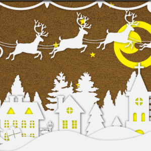 Intra απο ξύλο plywood 3mm-4mm πάχος - Χριστουγεννιάτικο χωριό τρισδιάστατο κομμένο  από χαρτί Δίασταση 15x15 cm INTRAFABR-48665760