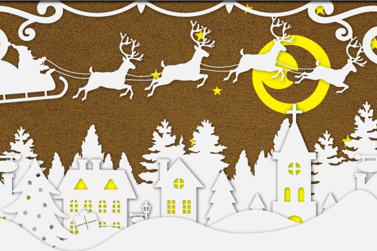 Intra απο ξύλο plywood 3mm-4mm πάχος - Χριστουγεννιάτικο χωριό τρισδιάστατο κομμένο  από χαρτί Δίασταση 15x15 cm INTRAFABR-48665760