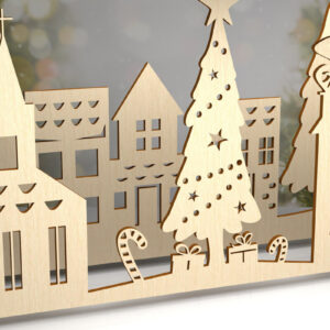 Intra απο ξύλο plywood 3mm-4mm πάχος - Χριστουγεννιάτικου χωριού. 3D διακόσμηση Δίασταση 15x15 cm INTRAFABR-80232056