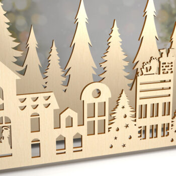 Intra απο ξύλο plywood 3mm-4mm πάχος - Χριστουγεννιάτικου χωριού. 3D διακόσμηση Δίασταση 15x15 cm INTRAFABR-80232071 - Image 1