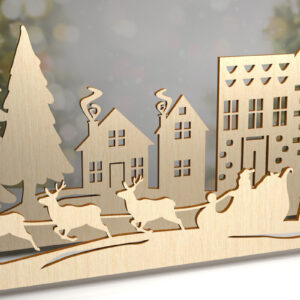 Intra απο ξύλο plywood 3mm-4mm πάχος - Χριστουγεννιάτικου χωριού. 3D διακόσμηση Δίασταση 15x15 cm INTRAFABR-80232083