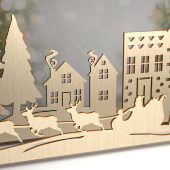 Intra απο ξύλο plywood 3mm-4mm πάχος - Χριστουγεννιάτικου χωριού. 3D διακόσμηση Δίασταση 15x15 cm INTRAFABR-80232083 - Image 1