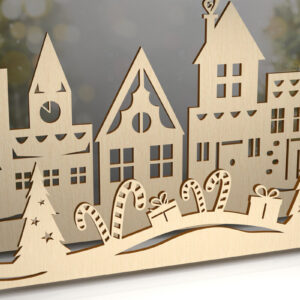 Intra απο ξύλο plywood 3mm-4mm πάχος - Χριστουγεννιάτικου χωριού. 3D διακόσμηση Δίασταση 15x15 cm INTRAFABR-80232044