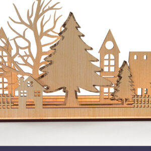 Intra απο ξύλο plywood 3mm-4mm πάχος -  με λέιζερ Χριστουγεννιάτικου χωριού Δίασταση 30x20 cm INTRAFABR-83239694