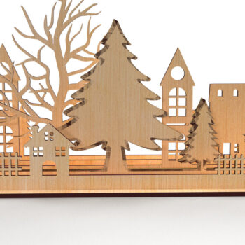 Intra απο ξύλο plywood 3mm-4mm πάχος -  με λέιζερ Χριστουγεννιάτικου χωριού Δίασταση 30x20 cm INTRAFABR-83239694 - Image 2