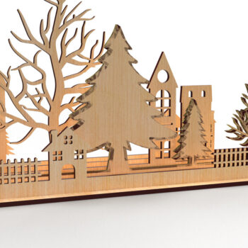 Intra απο ξύλο plywood 3mm-4mm πάχος -  με λέιζερ Χριστουγεννιάτικου χωριού Δίασταση 30x20 cm INTRAFABR-83239694 - Image 3