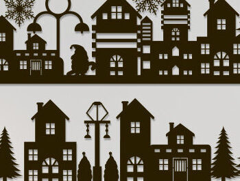 Intra απο ξύλο plywood 3mm-4mm πάχος - Πακέτο χριστουγεννιάτικου χωριού Paper Cut  Δίασταση 15x15 cm INTRAFABR-81337705 - Image 2