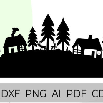 Intra απο ξύλο plywood 3mm-4mm πάχος - Christmas Village  Winter Village  Δίασταση 15x15 cm INTRAFABR-82548983 - Image 1