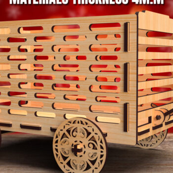 Intra απο ξύλο plywood 3mm-4mm πάχος - Christmas Wagon  Laser Cut 01 Δίασταση 15x15 cm INTRAFABR-85649065 - Image 1