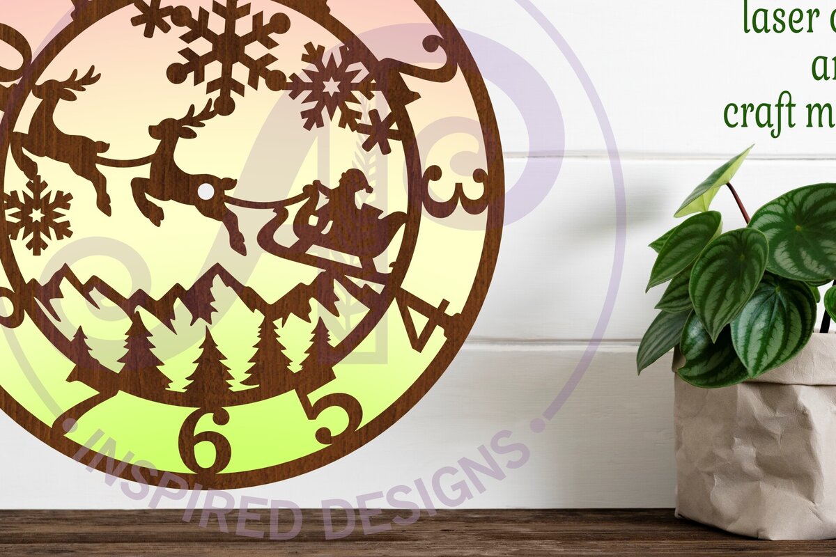 Intra απο ξύλο plywood 3mm-4mm πάχος -  κοπής με λέιζερ Χριστουγεννιάτικο ρολόι τοίχου Δίασταση 30x20 cm INTRAFABR-109050074