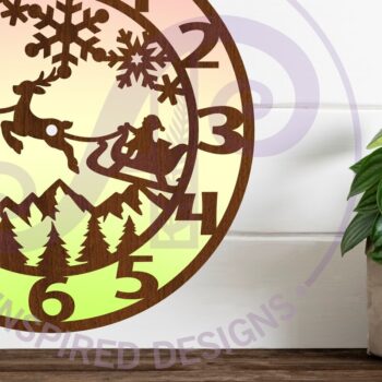 Intra απο ξύλο plywood 3mm-4mm πάχος -  κοπής με λέιζερ Χριστουγεννιάτικο ρολόι τοίχου Δίασταση 30x20 cm INTRAFABR-109050074 - Image 3