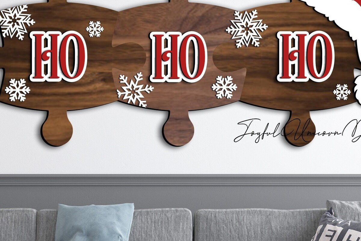 Intra απο ξύλο plywood 3mm-4mm πάχος - Χριστουγεννιάτικο παζλ τοίχου  Δίασταση 22x52 cm INTRAFABR-42444463